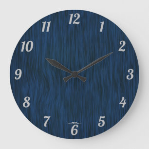 Deep Blue Woodgrain look Clock Grote Klok