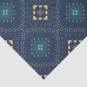 Deep Blue Yellow Ethnic Boho Tibal Mosaic Patroon Tissuepapier (Detail)