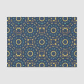 Deep Blue Yellow Mosaic Ethnic Boho Chic Patroon Tissuepapier (Voorkant)