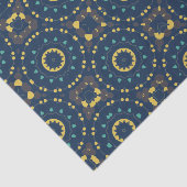 Deep Blue Yellow Mosaic Ethnic Boho Chic Patroon Tissuepapier (Detail)