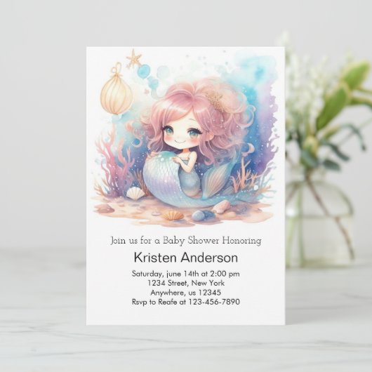 Deep Blue Zee Baby shower van de Zeemeermin Kaart (Staand voorkant)