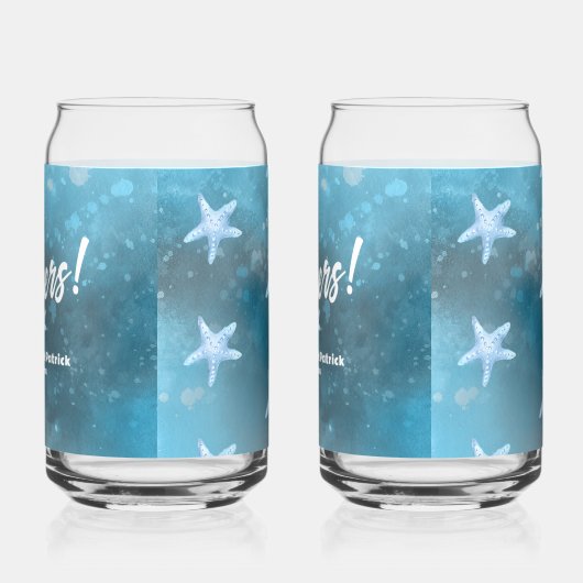 Deep Blue Zee bruiloft Blikvorm Glas (Links)