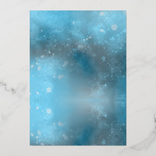 Deep Blue Zee Bruiloft Echte Folie Folie Uitnodiging (Achterkant)