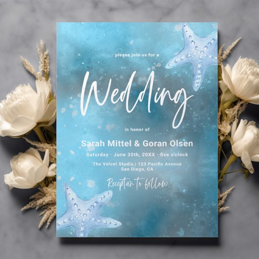 Deep Blue Zee bruiloft Kaart