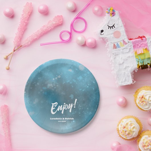 Deep Blue Zee bruiloft Papieren Bordje (Feest)