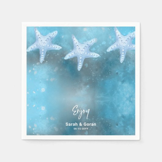 Deep Blue Zee bruiloft Servet (Voorkant)