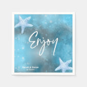 Deep Blue Zee bruiloft Servet (Voorkant)