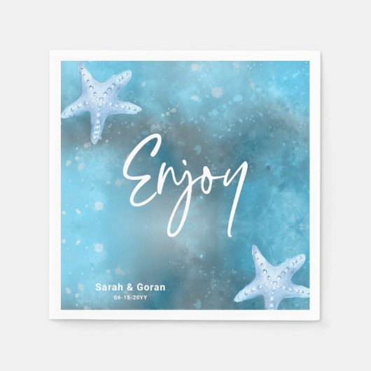 Deep Blue Zee bruiloft Servet (Voorkant)