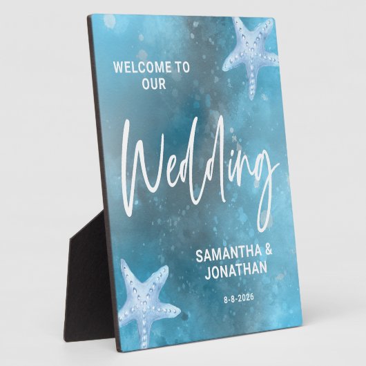 Deep Blue Zee bruiloft welkom Fotoplaat (Zijkant)