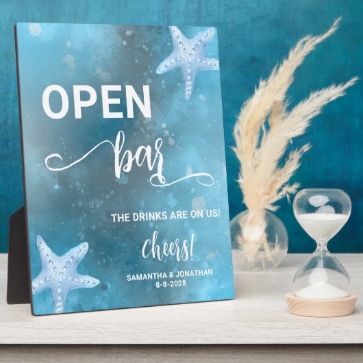 Deep Blue Zee bruiloft welkom Fotoplaat (Zijkant)