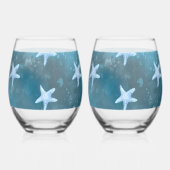 Deep Blue Zee bruiloft Wijnglas Zonder Voet (Achterkant)