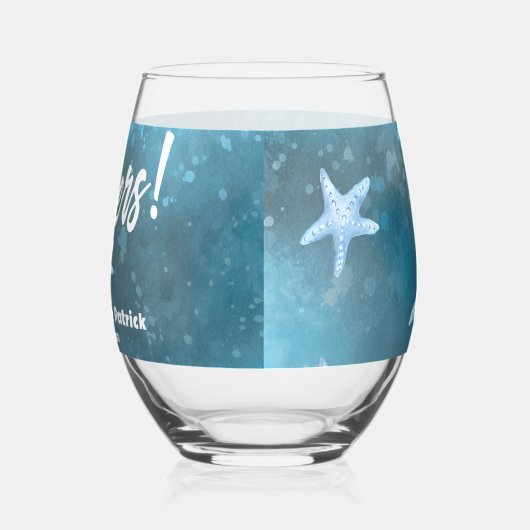 Deep Blue Zee bruiloft Wijnglas Zonder Voet (Links)