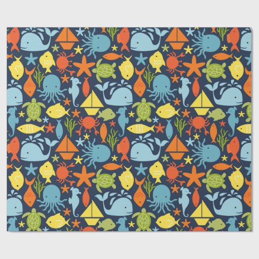 Deep Blue Zee Nautical Wrapping Paper Cadeaupapier (Vlak)