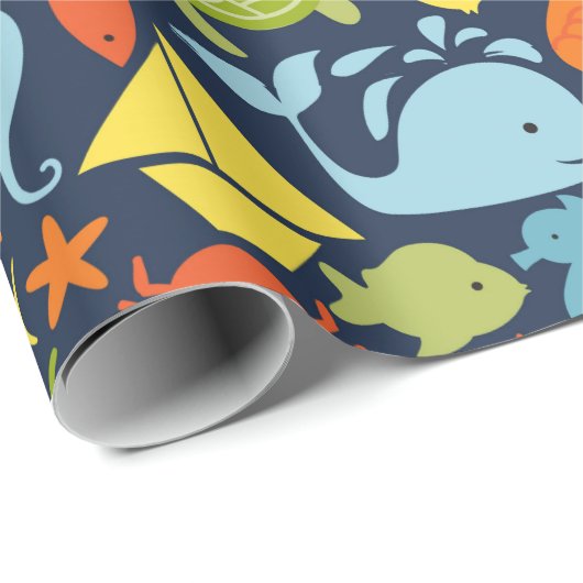 Deep Blue Zee Nautical Wrapping Paper Cadeaupapier (Rol Hoek)