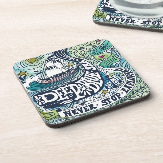 Deep Blue Zee |Stop nooit met verkennen Bier Onderzetter (Linkerzijde)