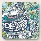 Deep Blue Zee |Stop nooit met verkennen Bier Onderzetter (Voorkant)