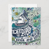 Deep Blue Zee |Stop nooit met verkennen Briefkaart (Voorkant / Achterkant)