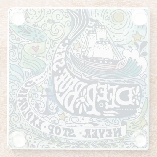 Deep Blue Zee |Stop nooit met verkennen Glazen Onderzetter (Achterkant)