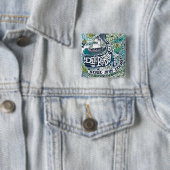 Deep Blue Zee |Stop nooit met verkennen Vierkante Button 5,1 Cm (In situ)