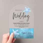 Deep Blue Zee Wedding Arch Acryl Uitnodigingen (Insitu (Draagbaar))