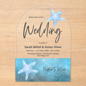 Deep Blue Zee Wedding Arch Acryl Uitnodigingen (Voorkant)