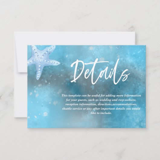 Deep Blue Zee Zomer Bruiloft Behuizing Kaart (Voorkant)