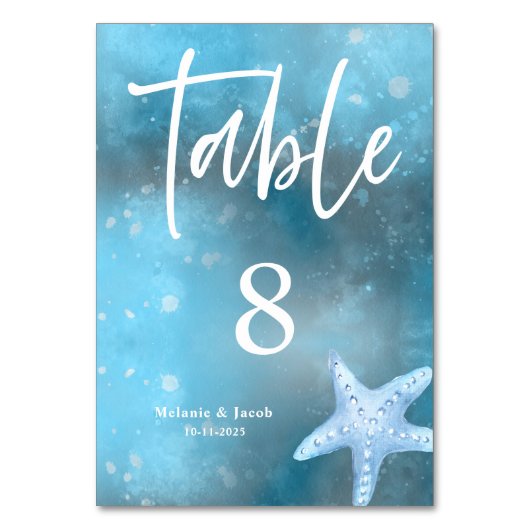 Deep Blue Zee Zomerbruiloft Kaart (Achterkant)