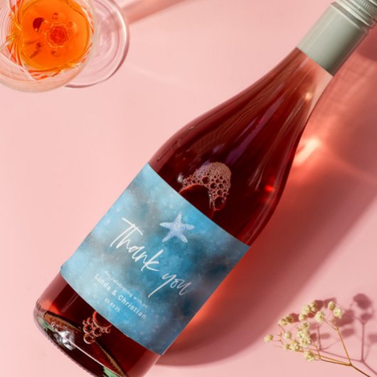 Deep Blue Zee Zomerbruiloft Sparkling Wijnetiket