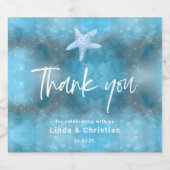 Deep Blue Zee Zomerbruiloft Sparkling Wijnetiket (Enkel label)