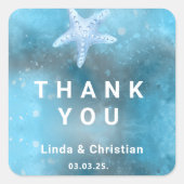 Deep Blue Zee Zomerbruiloft Vierkante Sticker (Voorkant)