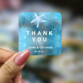 Deep Blue Zee Zomerbruiloft Vierkante Sticker