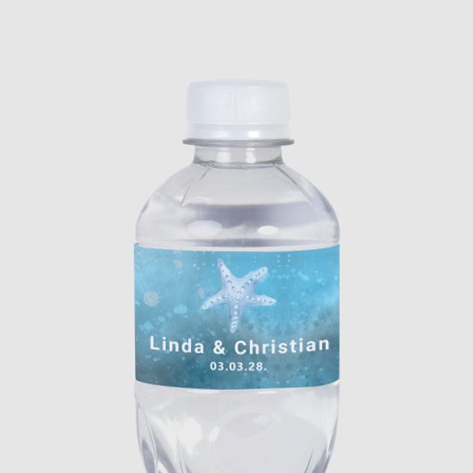 Deep Blue Zee Zomerbruiloft Waterfles Etiket