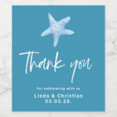 Deep Blue Zee Zomerbruiloft Wijn Etiket (Enkel label)