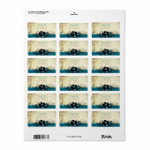 Deep Blueberry Musical Flower Swirl RSVP-respons Etiket (Full Sheet)