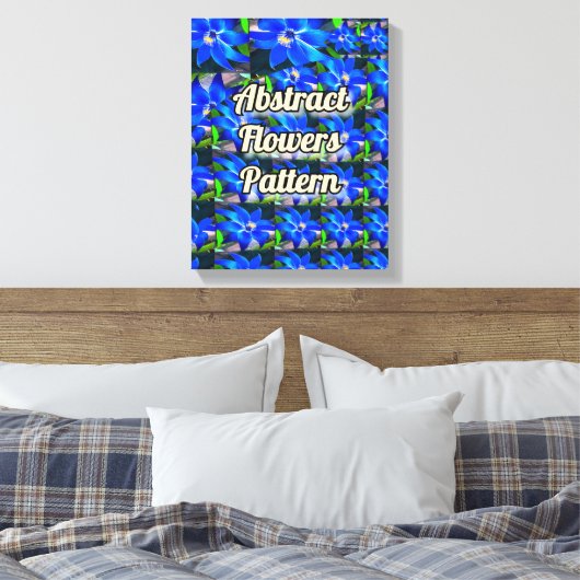 Deep Bluish Flowers Pattern Canvas Afdruk (Insitu (Slaapkamer))