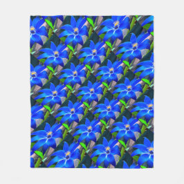 Deep Bluish Flowers Pattern Fleece Deken