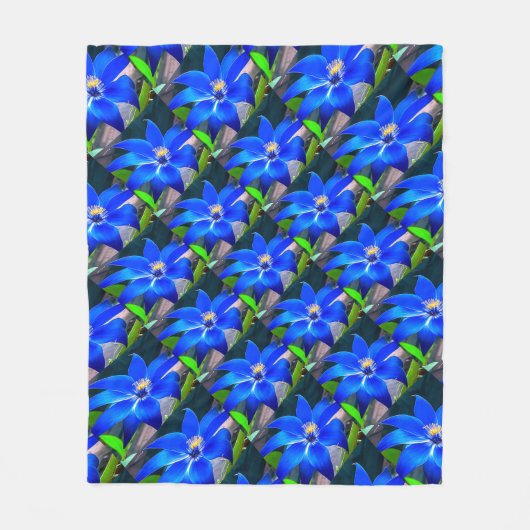 Deep Bluish Flowers Pattern Fleece Deken (Voorkant)