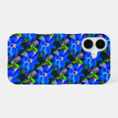 Deep Bluish Flowers Pattern iPhone 16 Hoesje (Achterkant horizontaal)