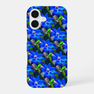 Deep Bluish Flowers Pattern iPhone 16 Hoesje