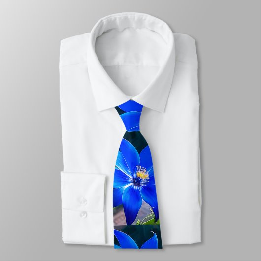 Deep Bluish Flowers Pattern Stropdas (Gebonden)