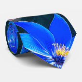 Deep Bluish Flowers Pattern Stropdas (Opgerold)