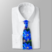 Deep Bluish Flowers Pattern Stropdas (Gebonden)