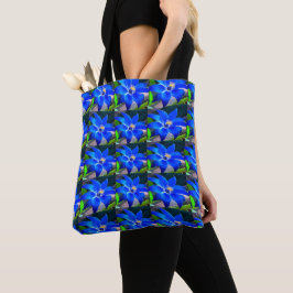 Deep Bluish Flowers Pattern Tote Bag