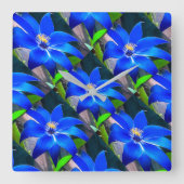 Deep Bluish Flowers Pattern Vierkante Klok (Voorkant)