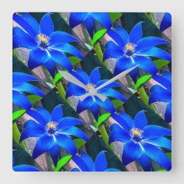 Deep Bluish Flowers Pattern Vierkante Klok