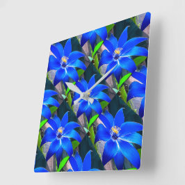 Deep Bluish Flowers Pattern Vierkante Klok