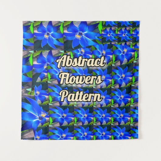 Deep Bluish Flowers Pattern Wandkleed (Voorkant)