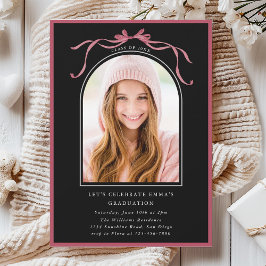 Deep Blush Bow Graduation Party Arch Photo Black Kaart