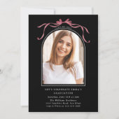 Deep Blush Bow Graduation Party Arch Photo Black Kaart (Voorkant)