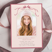 Deep Blush Bow Graduation Party Arch Photo Pink Kaart